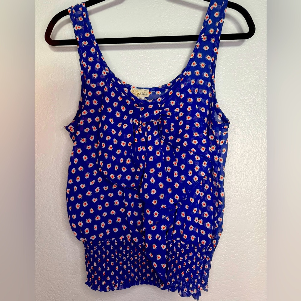 Palacio Sunflower blouse- tank  - size M, L. blue, orange floral